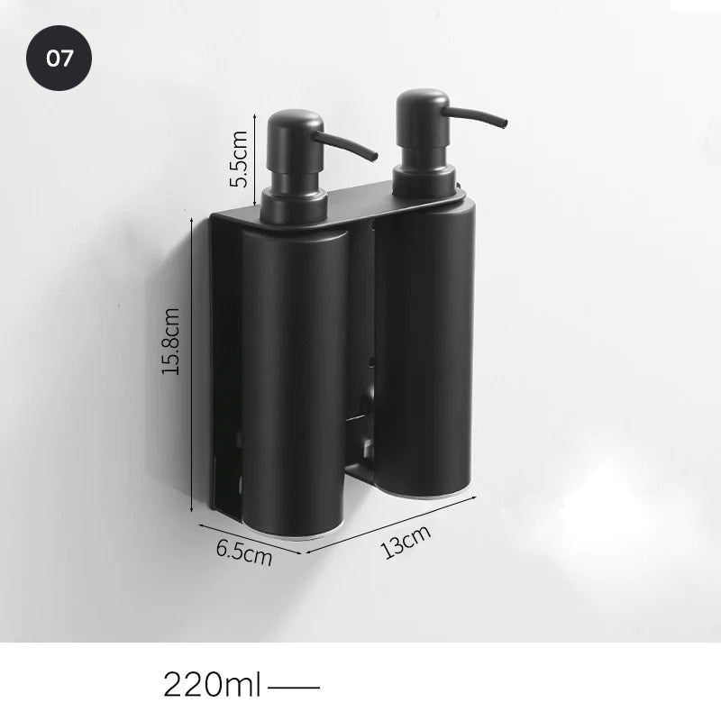 Matt Black Stainless Steel Liquid Soap Dispensers Modern Minimalist Wall Mounted Pump Soap Dispenser For Bathroom Kitchen Industrial Washrooms