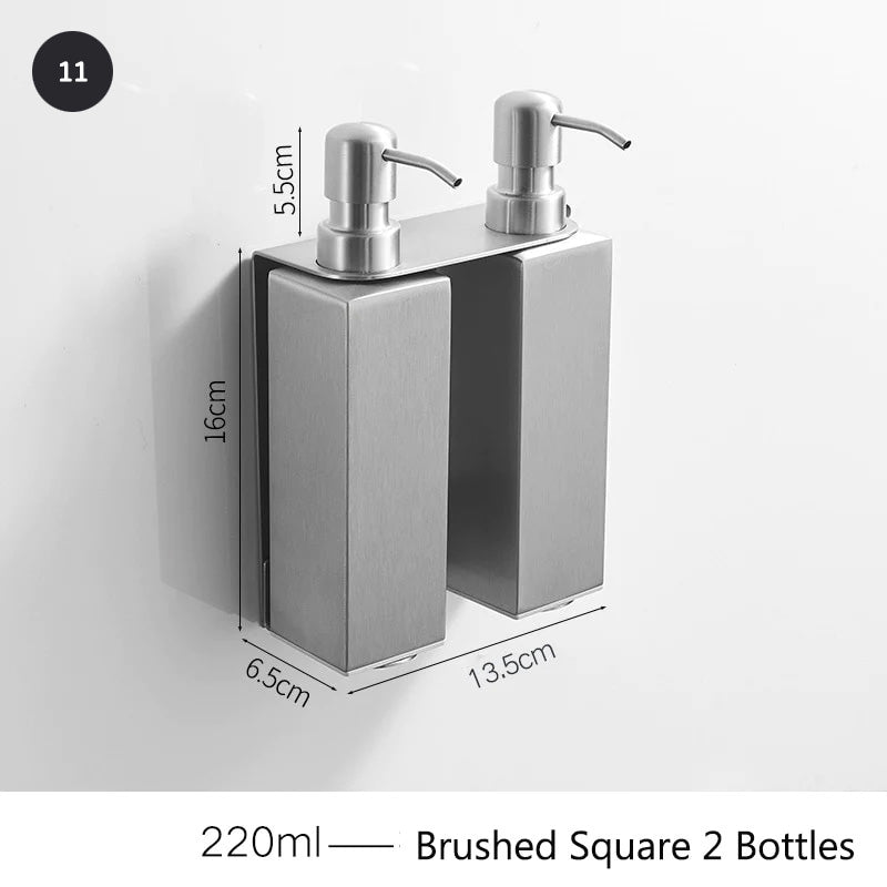 Matt Black Stainless Steel Liquid Soap Dispensers Modern Minimalist Wall Mounted Pump Soap Dispenser For Bathroom Kitchen Industrial Washrooms