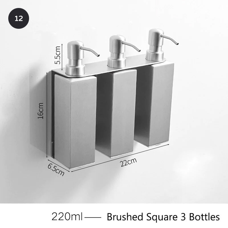 Matt Black Stainless Steel Liquid Soap Dispensers Modern Minimalist Wall Mounted Pump Soap Dispenser For Bathroom Kitchen Industrial Washrooms