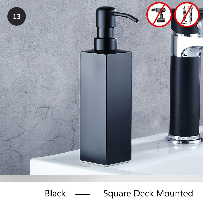 Matt Black Stainless Steel Liquid Soap Dispensers Modern Minimalist Wall Mounted Pump Soap Dispenser For Bathroom Kitchen Industrial Washrooms