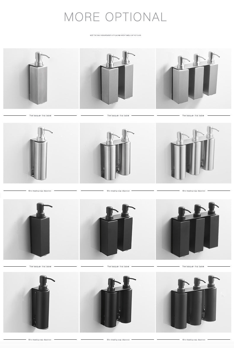 Matt Black Stainless Steel Liquid Soap Dispensers Modern Minimalist Wall Mounted Pump Soap Dispenser For Bathroom Kitchen Industrial Washrooms