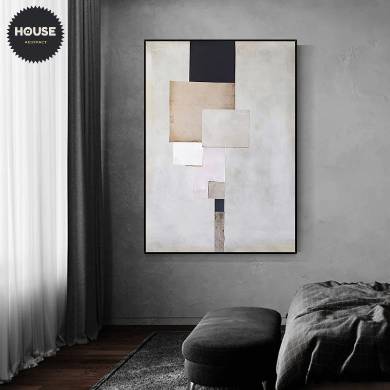 Minimalist Color Block Abstract Wall Art Fine Art Canvas Prints Modern Neutral Color Scheme Beige Gray Brown Pictures For Contemporary Living Room Home Decor