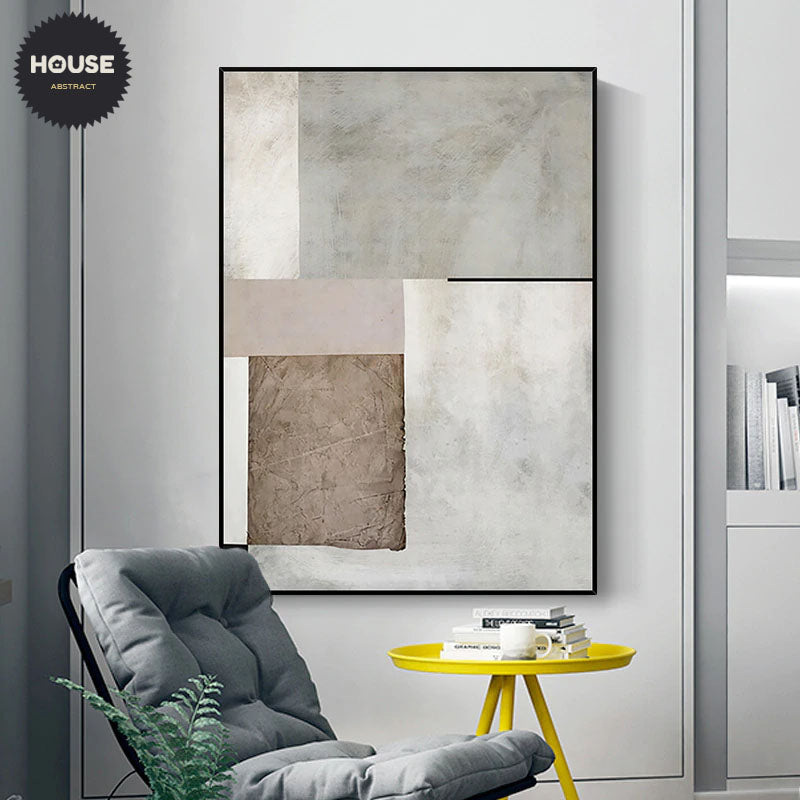 Minimalist Color Block Abstract Wall Art Fine Art Canvas Prints Modern Neutral Color Scheme Beige Gray Brown Pictures For Contemporary Living Room Home Decor