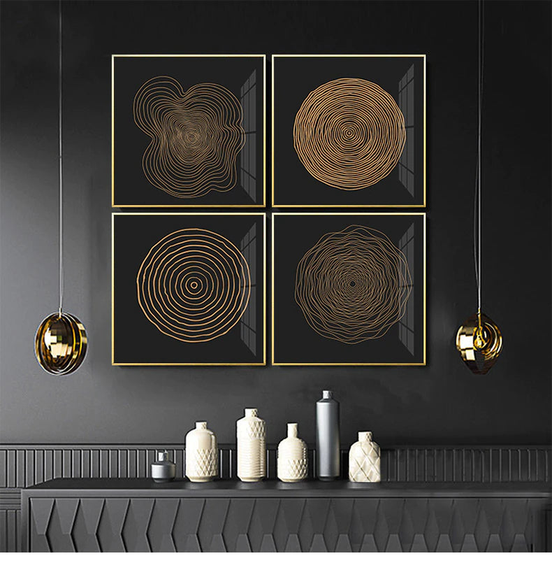 Minimalist Golden Lines Abstract Modern Aesthetics Wall Art Fine Art Canvas Prints Square Format Pictures For Luxury Living Room Boutique Hotel Decor