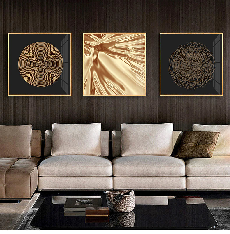 Minimalist Golden Lines Abstract Modern Aesthetics Wall Art Fine Art Canvas Prints Square Format Pictures For Luxury Living Room Boutique Hotel Decor