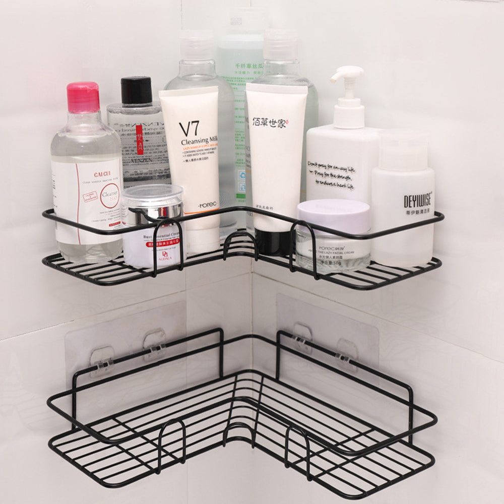 Minimalist Metal Wire Rack Bathroom Shelf For Shampoo Cosmetics Metal Shelving Corner Shelf For Bath Room Washroom Shower Room Kitchen Shelving