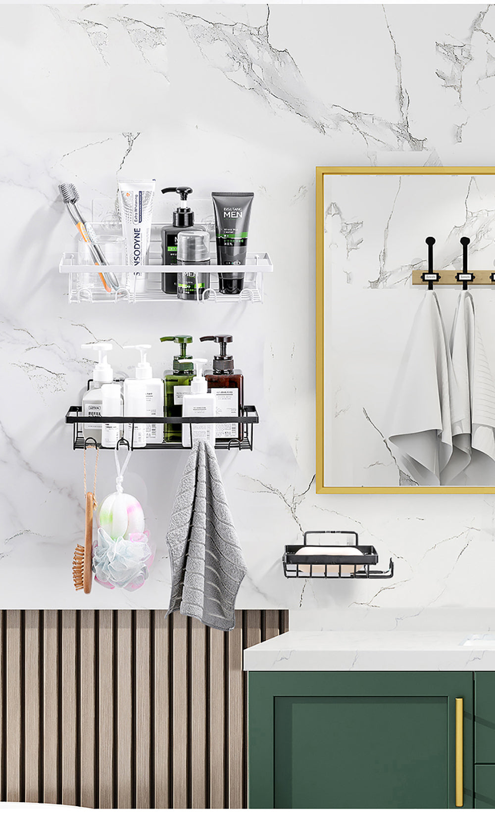 Minimalist Metal Wire Rack Bathroom Shelf For Shampoo Cosmetics Metal Shelving Corner Shelf For Bath Room Washroom Shower Room Kitchen Shelving