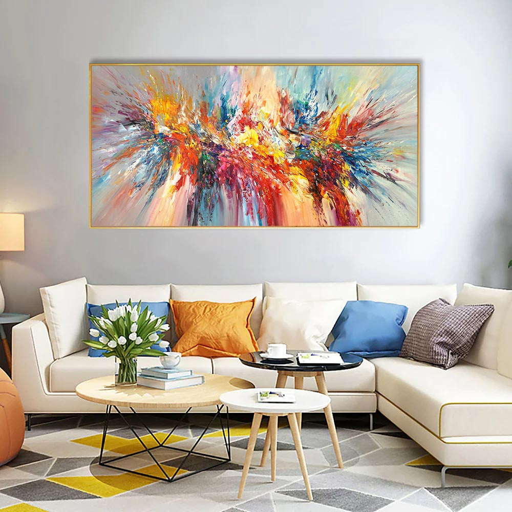 Modern Abstract Floral Color Splash Wall Art Fine Art Canvas Prints Colorful Pictures For Contemporary Living Room Bedroom Hotel Room Home Office Interior Decor