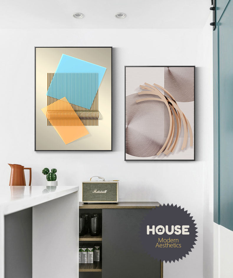 Modern Abstract Geometric Industrial Architectural Wall Art Fine Art Canvas Prints Pictures For Urban Loft Apartment Luxury Living Room Home Office Decor