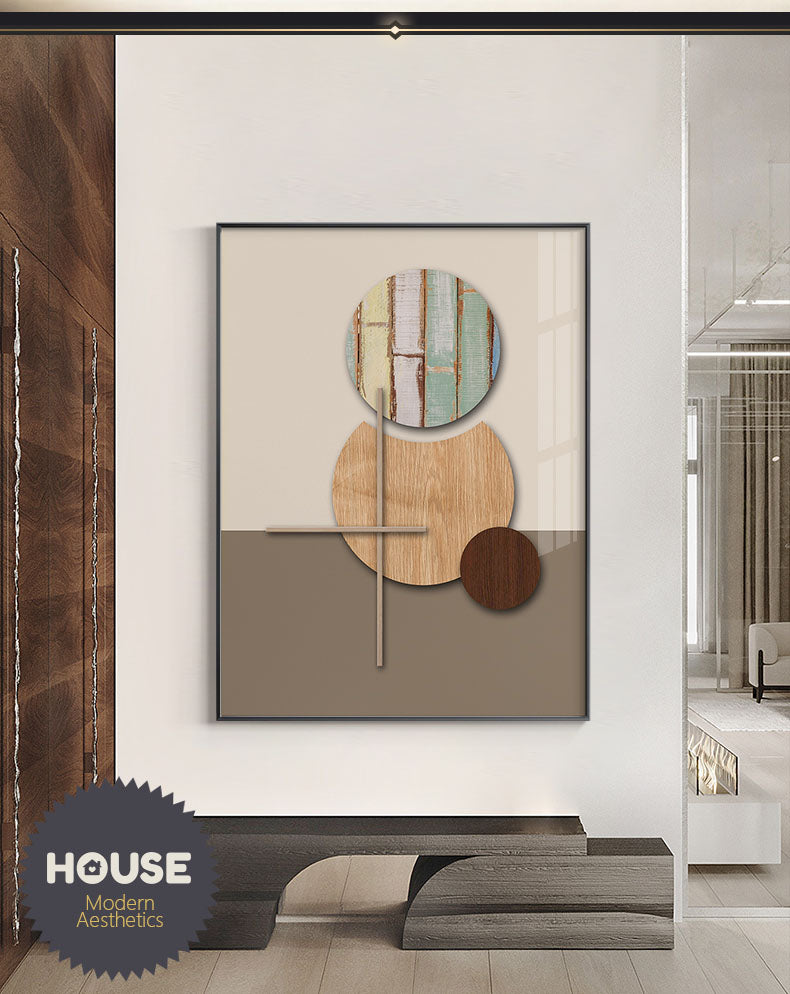 Modern Abstract Geometric Spherical Minimalist Wall Art Fine Art Canvas Prints Brown Beige Neutral Color Pictures For Luxury Loft Apartment Interior Decor