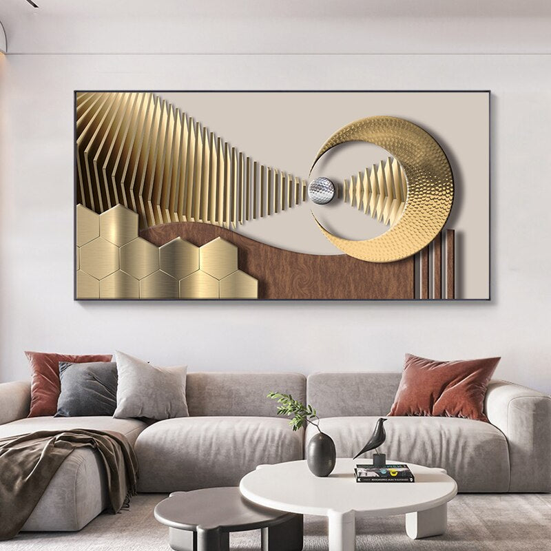 Modern Abstract Geometry Sun And Moon Wall Art Fine Art Canvas Prints Futuristic 3d Visual Effect Pictures For Luxury Living Room Trending Home Decor