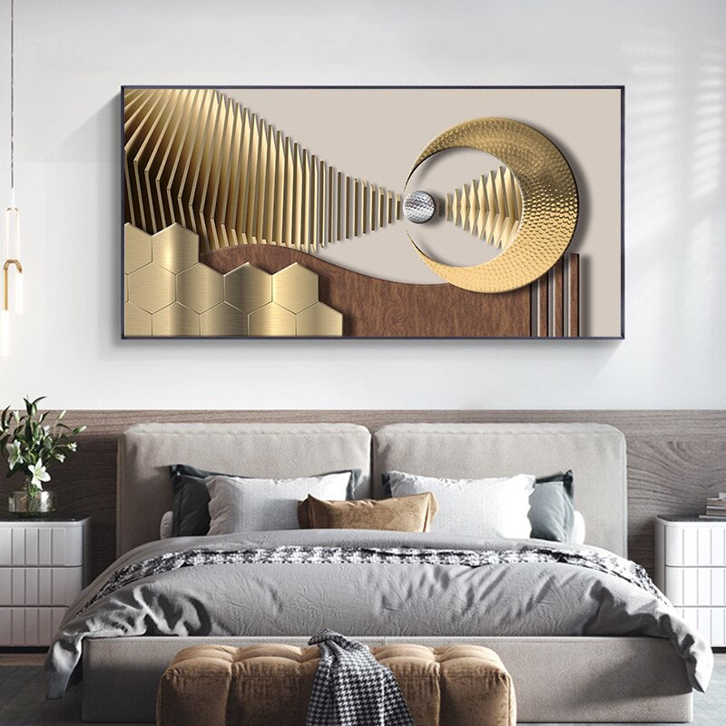 Modern Abstract Geometry Sun And Moon Wall Art Fine Art Canvas Prints Futuristic 3d Visual Effect Pictures For Luxury Living Room Trending Home Decor