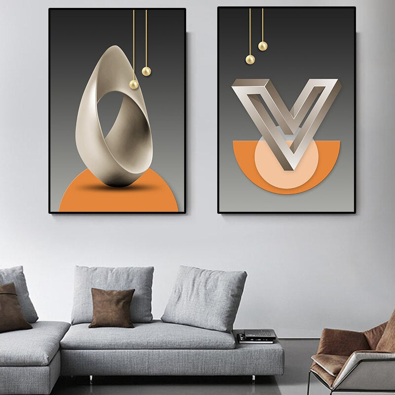 Modern Abstract Surreal Wall Art Fine Art Canvas Prints 3d Effect Visual Symmetry Pictures For Living Room Luxury Apartment Home Office Art Decor