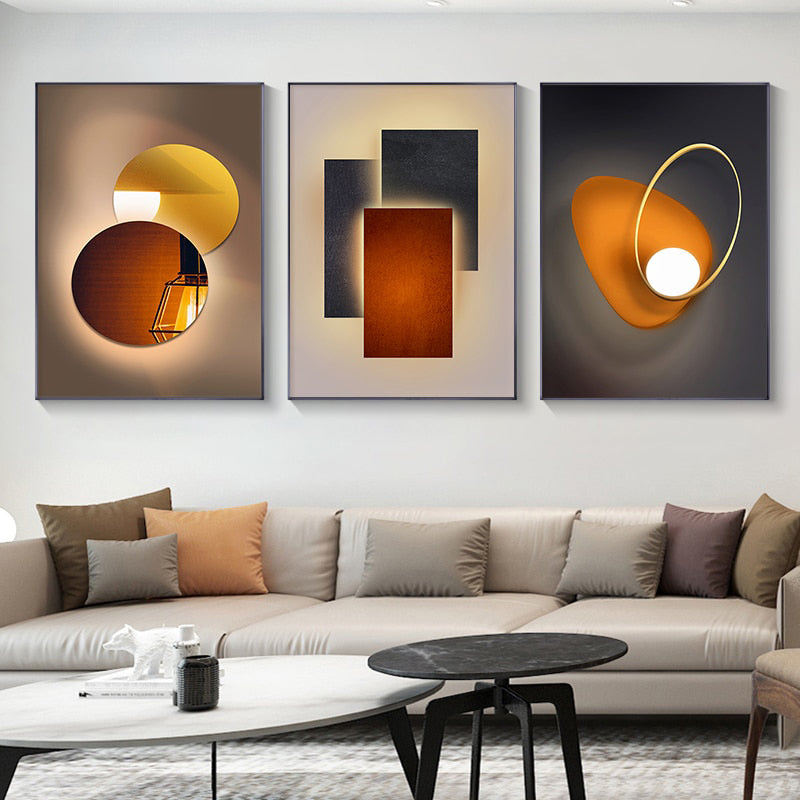 Modern Aesthetics Abstract Architectural Wall Art Fine Art Canvas Prints Brown Orange Beige Pictures For Luxury Loft Living Room Home Office Interior Decor