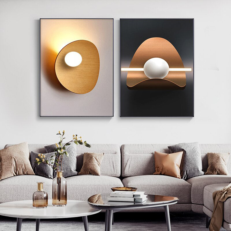 Modern Aesthetics Abstract Architectural Wall Art Fine Art Canvas Prints Brown Orange Beige Pictures For Luxury Loft Living Room Home Office Interior Decor