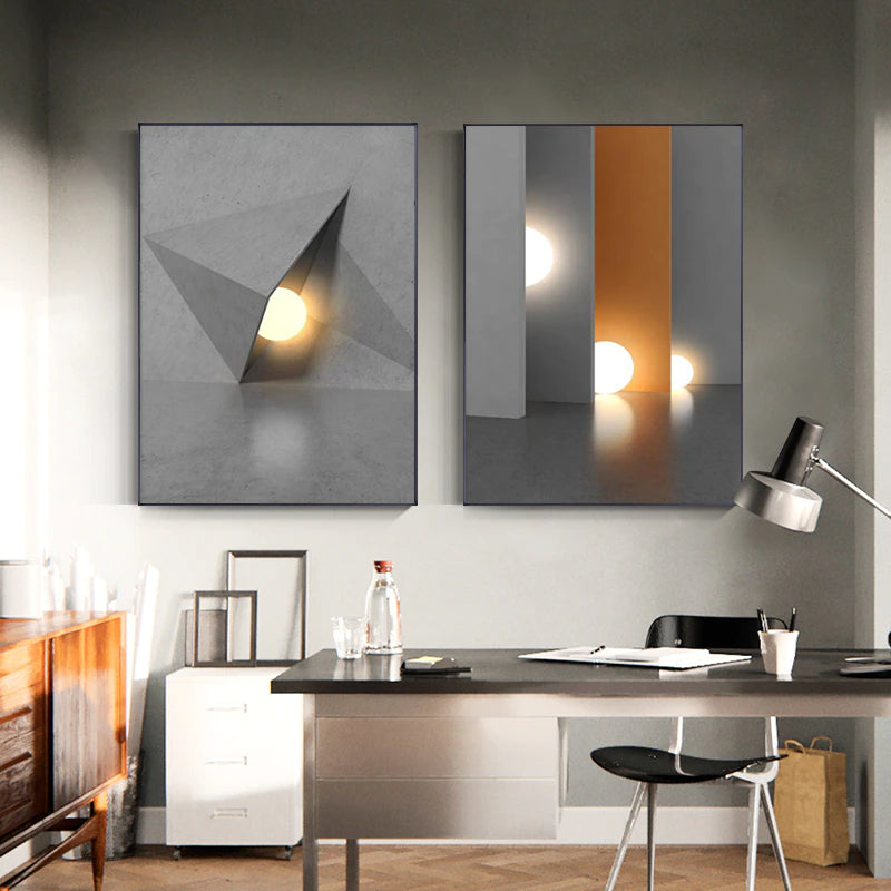 Modern Aesthetics Abstract Lighting Wall Art Fine Art Canvas Prints Orange Gray Minimalist Pictures For Urban Loft Living Room Home Office Interior Decor