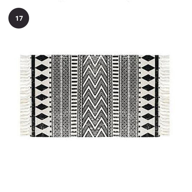 Modern Bohemian Carpet Rugs For Bedroom Living Room Area Mats Hand Woven Cotton Linen Tassel Floor Mat Bedside Rug Geometric Carpet Rectangular 60x90cm