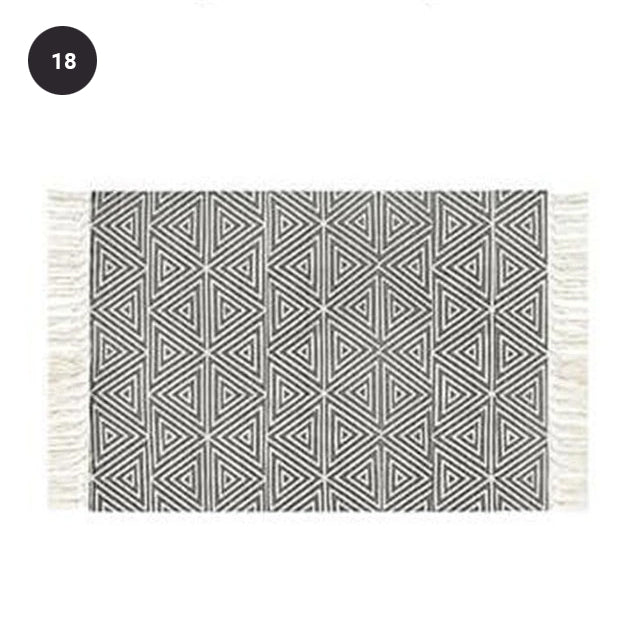 Modern Bohemian Carpet Rugs For Bedroom Living Room Area Mats Hand Woven Cotton Linen Tassel Floor Mat Bedside Rug Geometric Carpet Rectangular 60x90cm