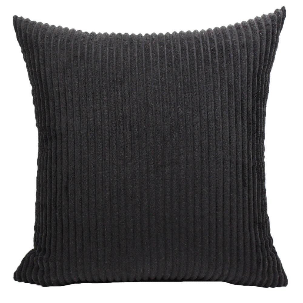 Modern Bright Colors Super-Soft Corduroy Cushion Cover Square Shaped Plain Striped Covers For Sofa Cushion Pillow Cover Four Season Living Room Decor