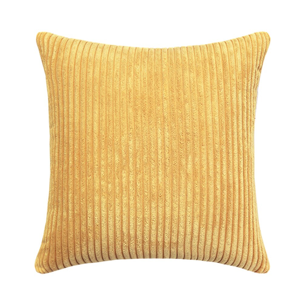 Modern Bright Colors Super-Soft Corduroy Cushion Cover Square Shaped Plain Striped Covers For Sofa Cushion Pillow Cover Four Season Living Room Decor