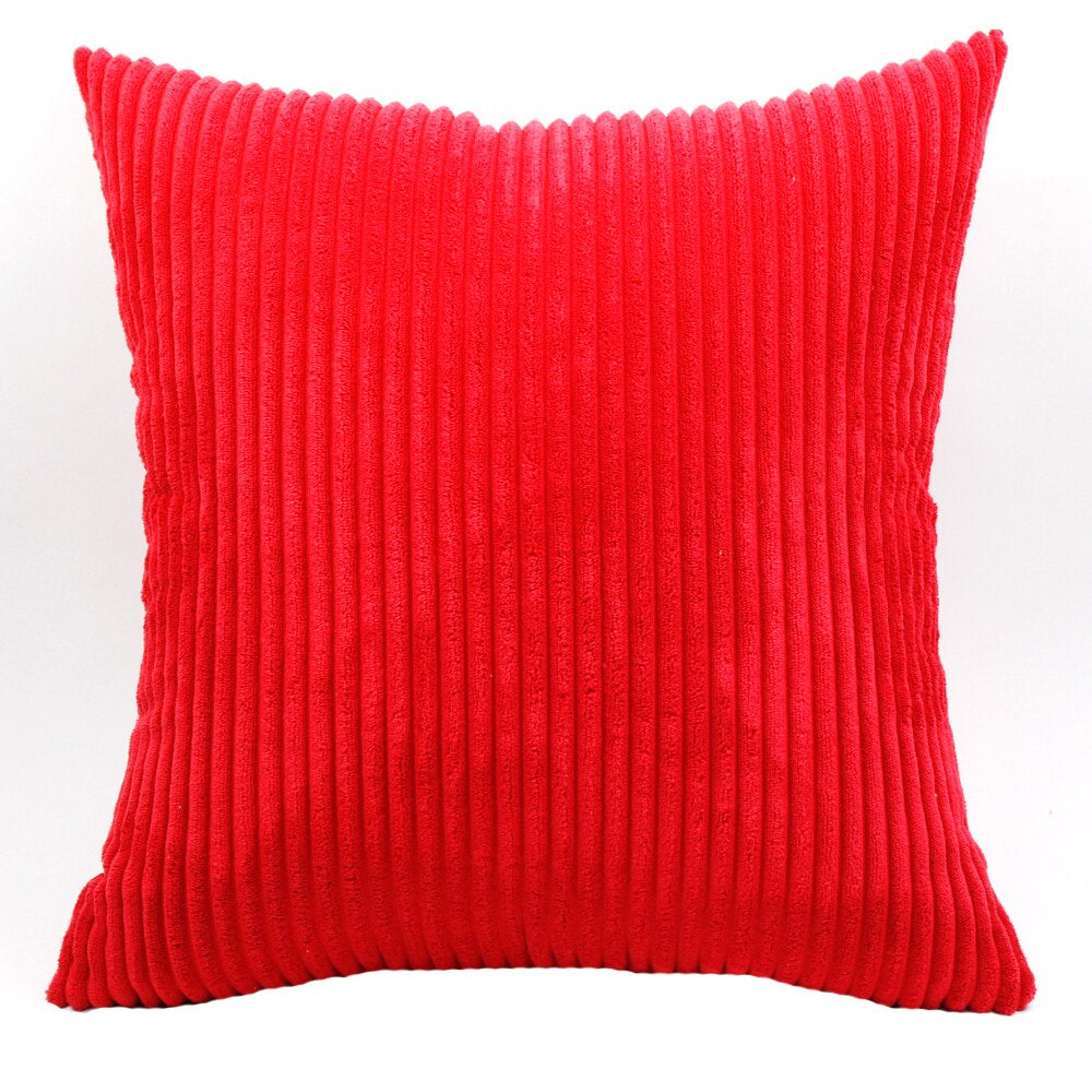 Modern Bright Colors Super-Soft Corduroy Cushion Cover Square Shaped Plain Striped Covers For Sofa Cushion Pillow Cover Four Season Living Room Decor