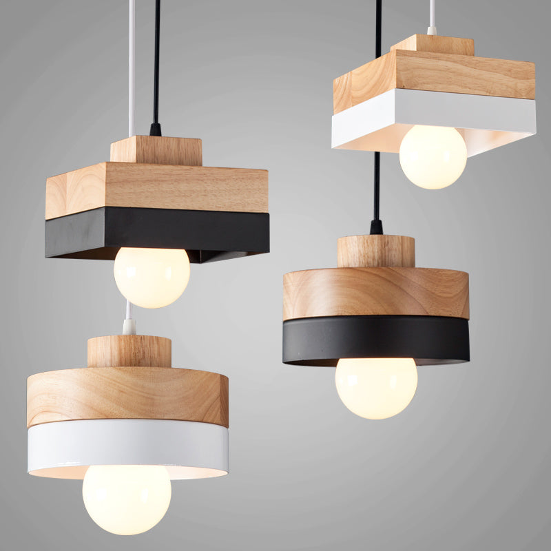 Modern Contemporary Design Pendant Lamps For Kitchen Diner Cafe Restaurant Bedroom Or Study Hanging Lights Wood & Metal Round or Square Design