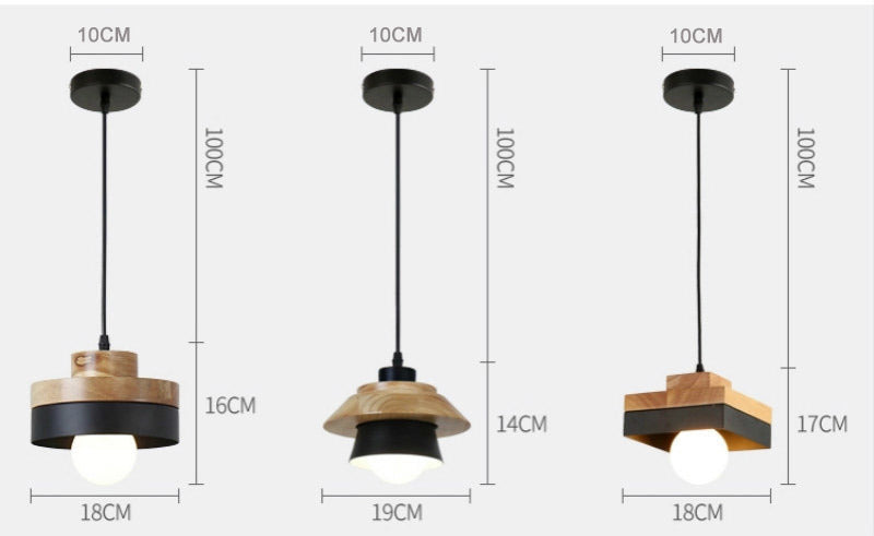 Modern Contemporary Design Pendant Lamps For Kitchen Diner Cafe Restaurant Bedroom Or Study Hanging Lights Wood & Metal Round or Square Design