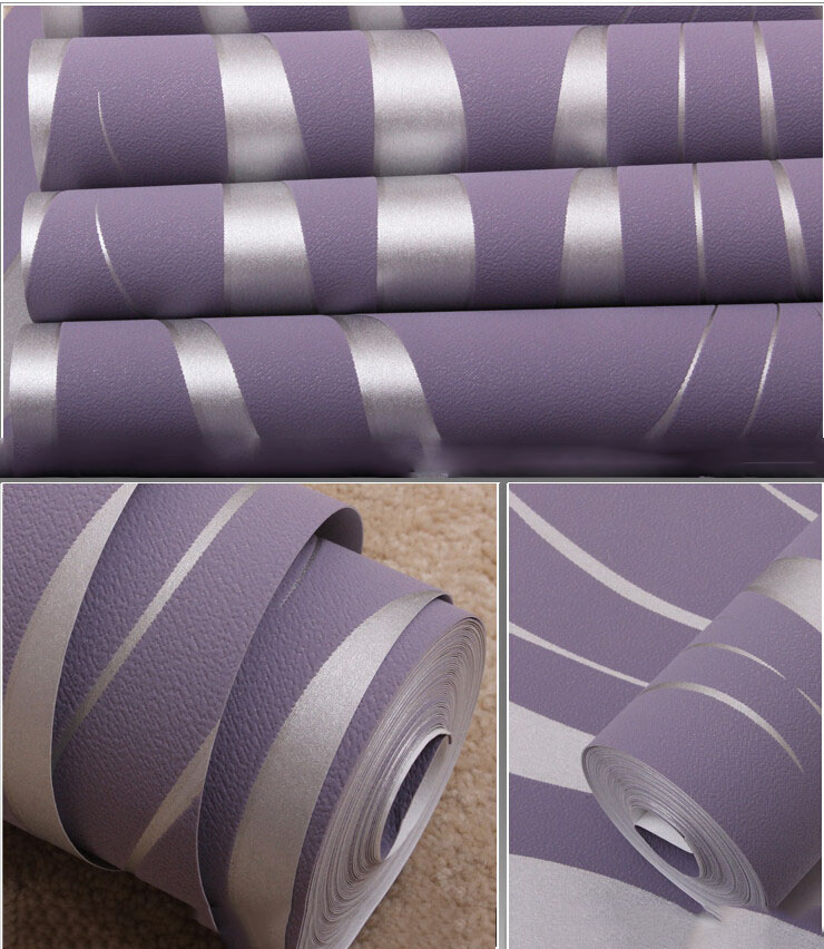 Modern Embossed 3D Abstract Curves Wallpaper For Living Room Bedroom Contemporary Home Decor Wavy Stripes Wallpaper in Grey Beige White & Purple