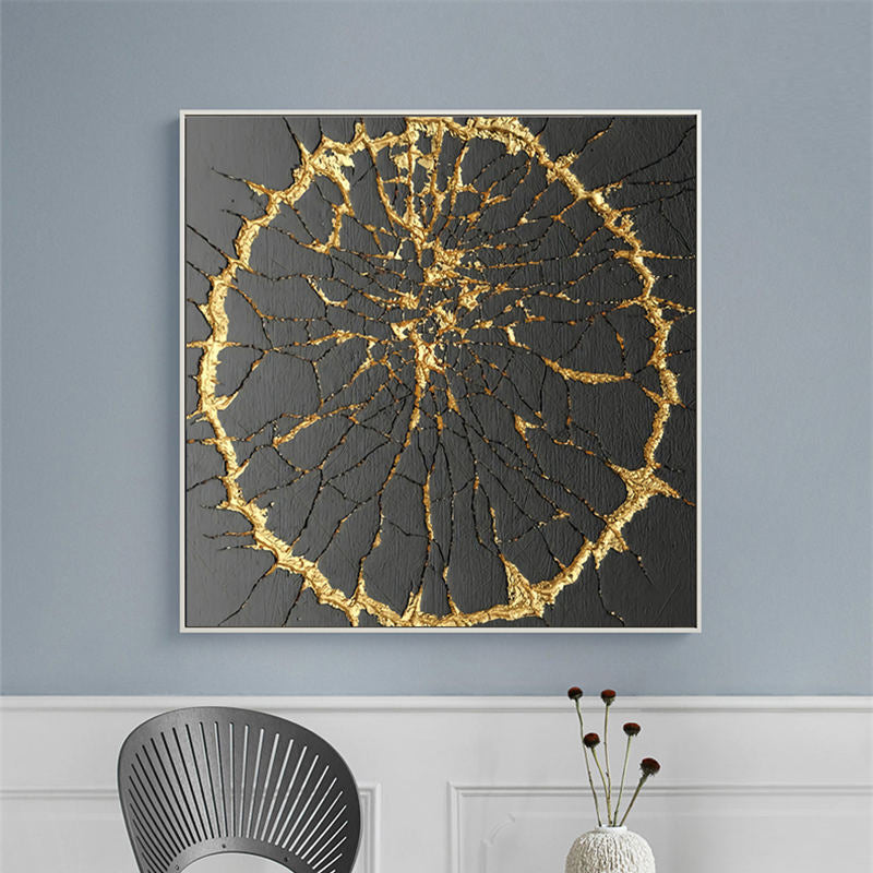 Modern Golden Abstract Elements Designer Wall Art Fine Art Canvas Prints Luxury Pictures For Loft Apartment Living Room Home Office Contemporary Art Decor