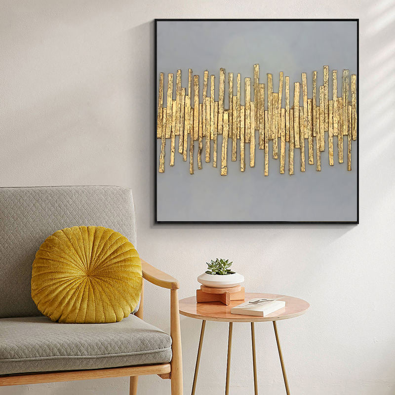 Modern Golden Abstract Elements Designer Wall Art Fine Art Canvas Prints Luxury Pictures For Loft Apartment Living Room Home Office Contemporary Art Decor