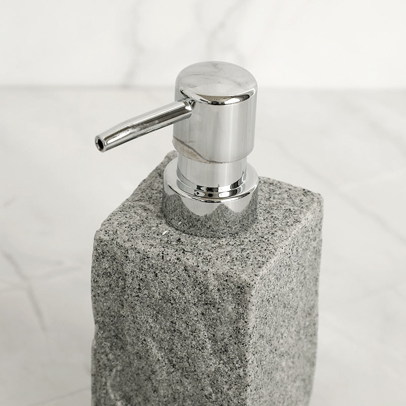 Modern Gray Resin Granite Block Bathroom Accessories Toothbrush Holder Liquid Soap Dispenser Toilet Brush Holder For Washroom Accessory Set