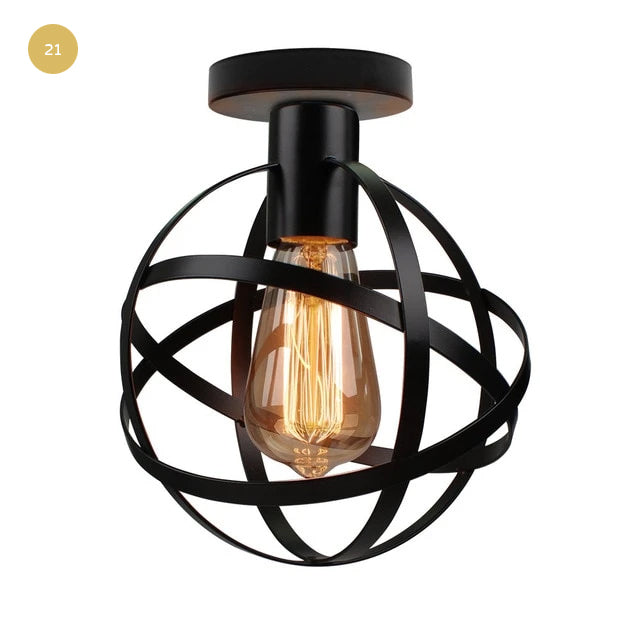 Modern Industrial Iron Cage Lamps LED Ceiling Lights For Kitchen Living Room Pub Bar Diner Restaurant Lighting Vintage Retro Loft Home Interior Decor