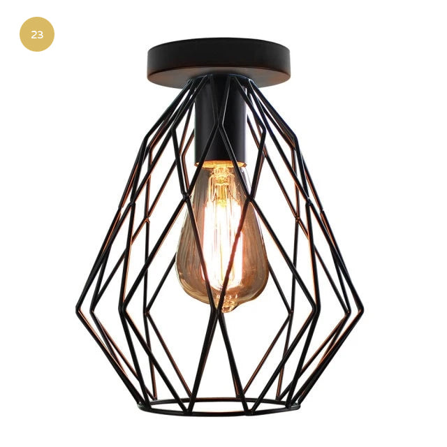 Modern Industrial Iron Cage Lamps LED Ceiling Lights For Kitchen Living Room Pub Bar Diner Restaurant Lighting Vintage Retro Loft Home Interior Decor