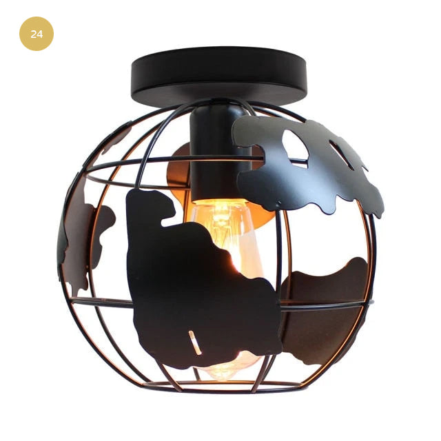 Modern Industrial Iron Cage Lamps LED Ceiling Lights For Kitchen Living Room Pub Bar Diner Restaurant Lighting Vintage Retro Loft Home Interior Decor