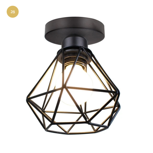 Modern Industrial Iron Cage Lamps LED Ceiling Lights For Kitchen Living Room Pub Bar Diner Restaurant Lighting Vintage Retro Loft Home Interior Decor