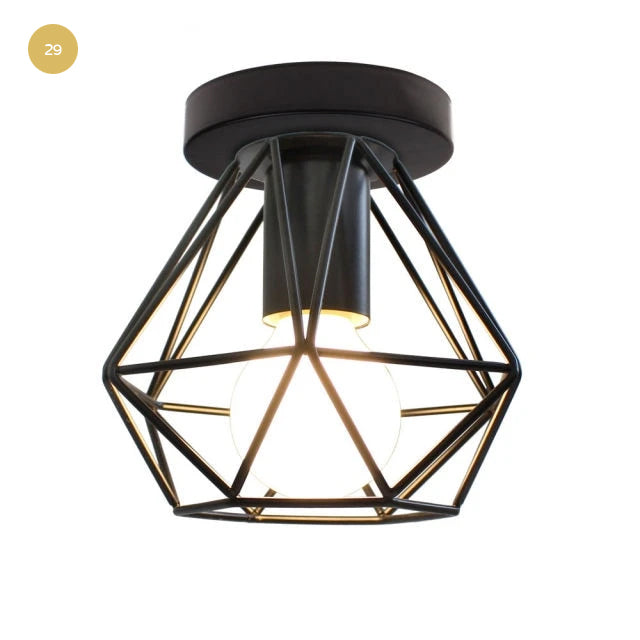 Modern Industrial Iron Cage Lamps LED Ceiling Lights For Kitchen Living Room Pub Bar Diner Restaurant Lighting Vintage Retro Loft Home Interior Decor