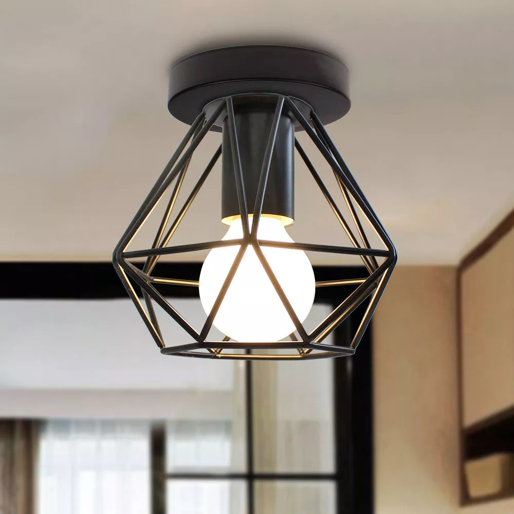 Modern Industrial Iron Cage Lamps LED Ceiling Lights For Kitchen Living Room Pub Bar Diner Restaurant Lighting Vintage Retro Loft Home Interior Decor