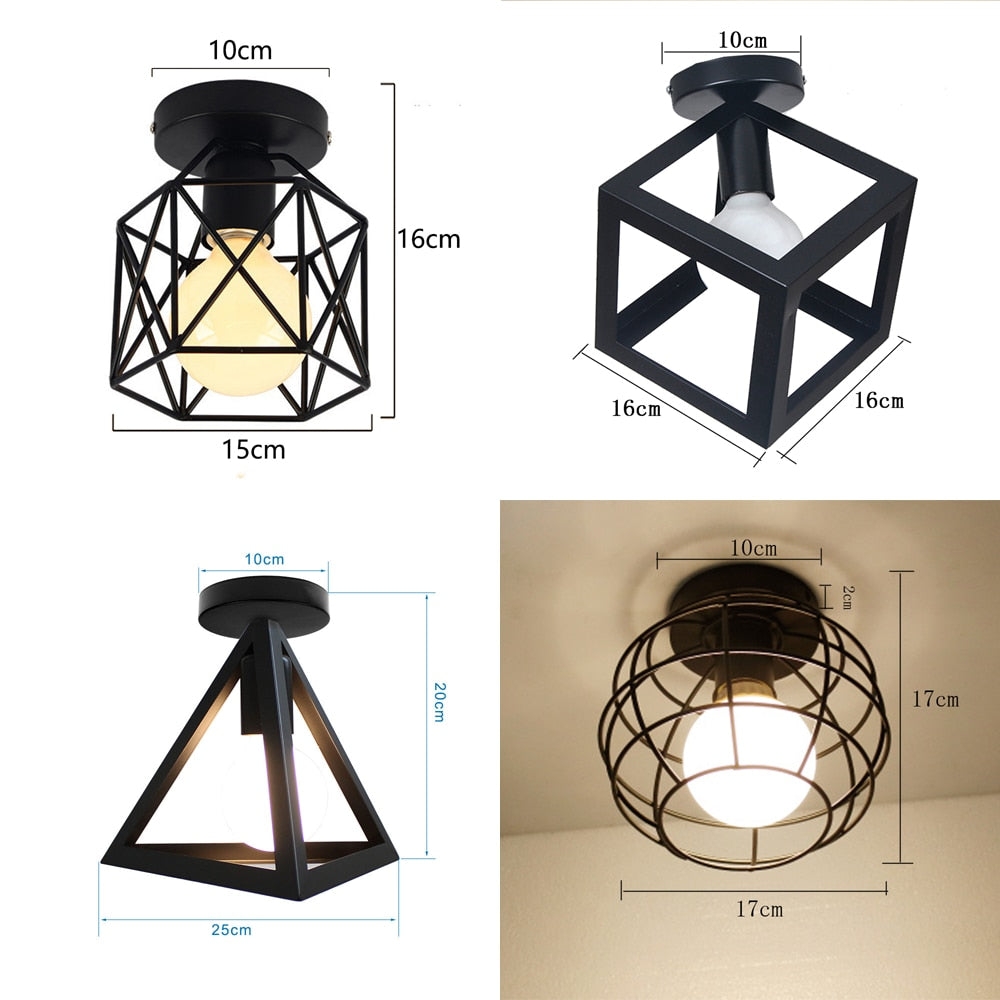 Modern Industrial Iron Cage Lamps LED Ceiling Lights For Kitchen Living Room Pub Bar Diner Restaurant Lighting Vintage Retro Loft Home Interior Decor