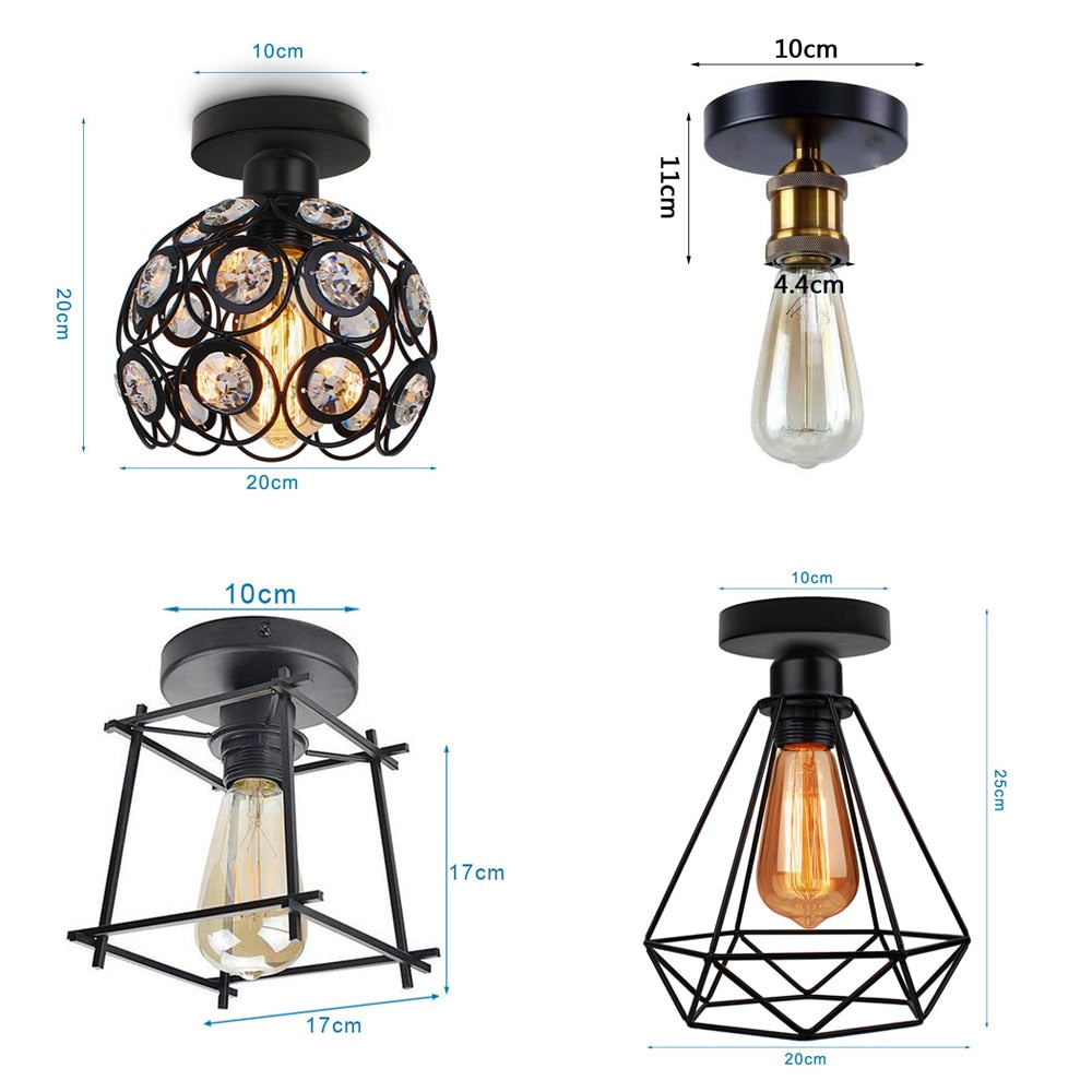 Modern Industrial Iron Cage Lamps LED Ceiling Lights For Kitchen Living Room Pub Bar Diner Restaurant Lighting Vintage Retro Loft Home Interior Decor