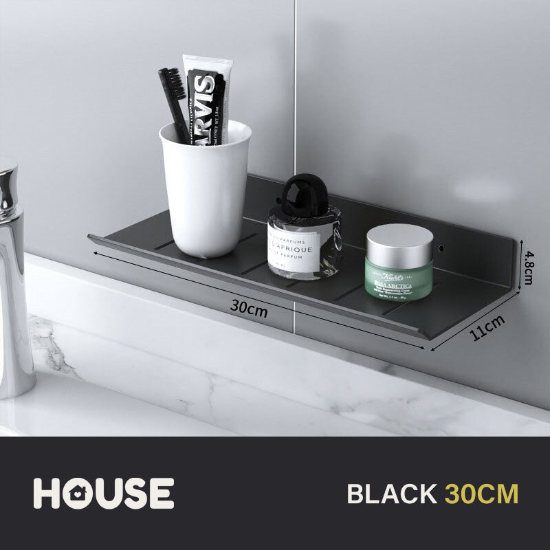 Modern Minimalist Aluminum Bathroom Shelf For Cosmetics Shampoo Sundries Washroom Storage Racking in Black White & Silver