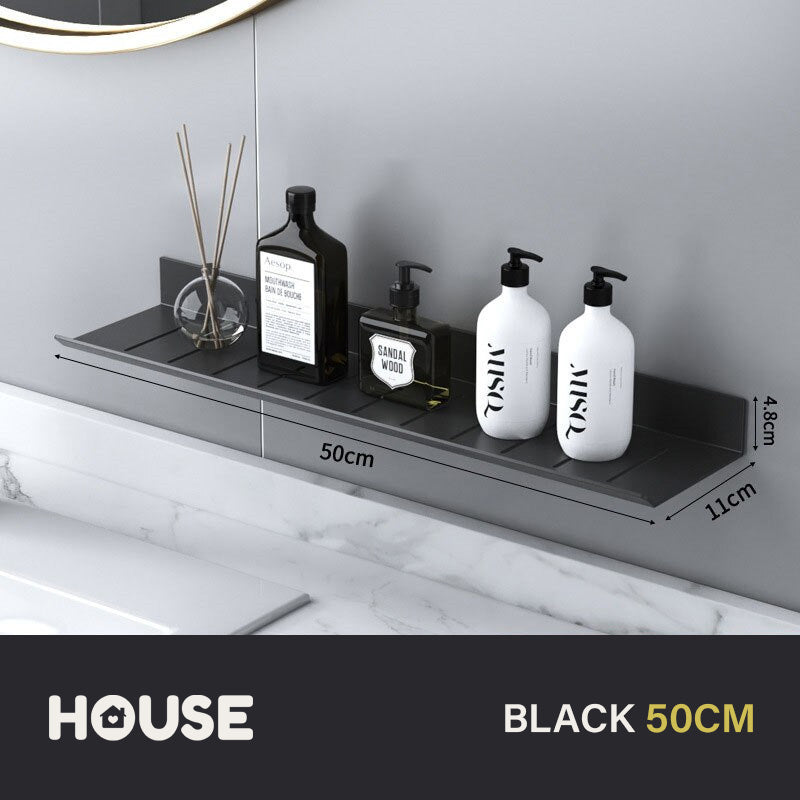 Modern Minimalist Aluminum Bathroom Shelf For Cosmetics Shampoo Sundries Washroom Storage Racking in Black White & Silver