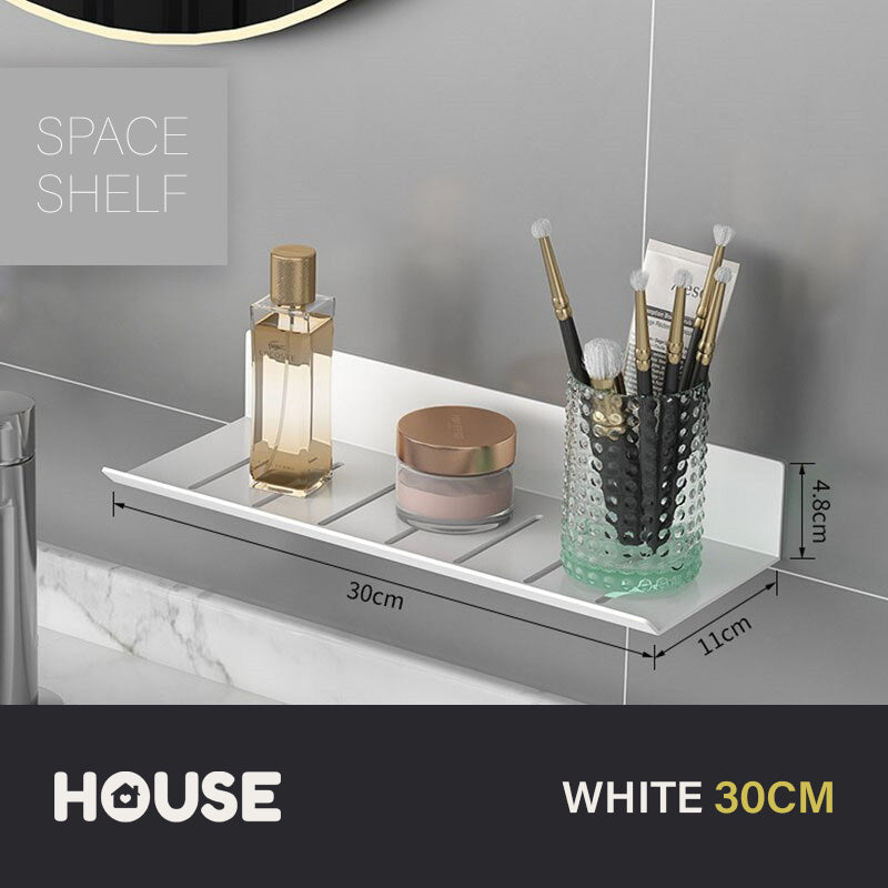 Modern Minimalist Aluminum Bathroom Shelf For Cosmetics Shampoo Sundries Washroom Storage Racking in Black White & Silver