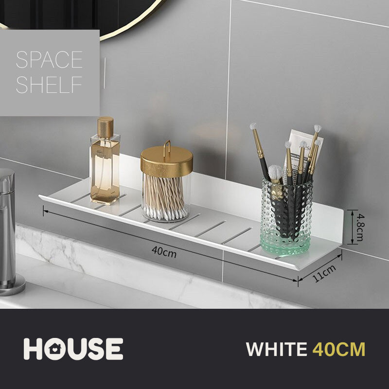 Modern Minimalist Aluminum Bathroom Shelf For Cosmetics Shampoo Sundries Washroom Storage Racking in Black White & Silver