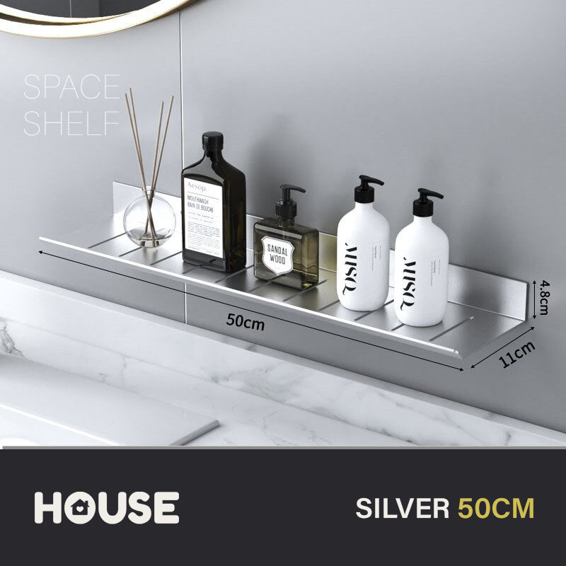 Modern Minimalist Aluminum Bathroom Shelf For Cosmetics Shampoo Sundries Washroom Storage Racking in Black White & Silver