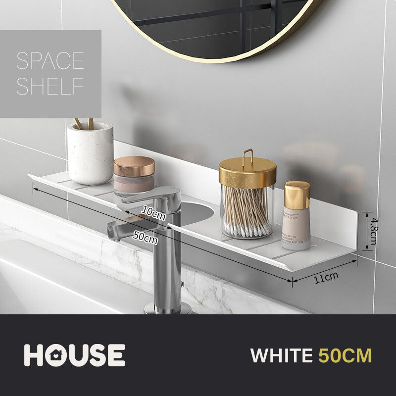 Modern Minimalist Aluminum Bathroom Shelf For Cosmetics Shampoo Sundries Washroom Storage Racking in Black White & Silver