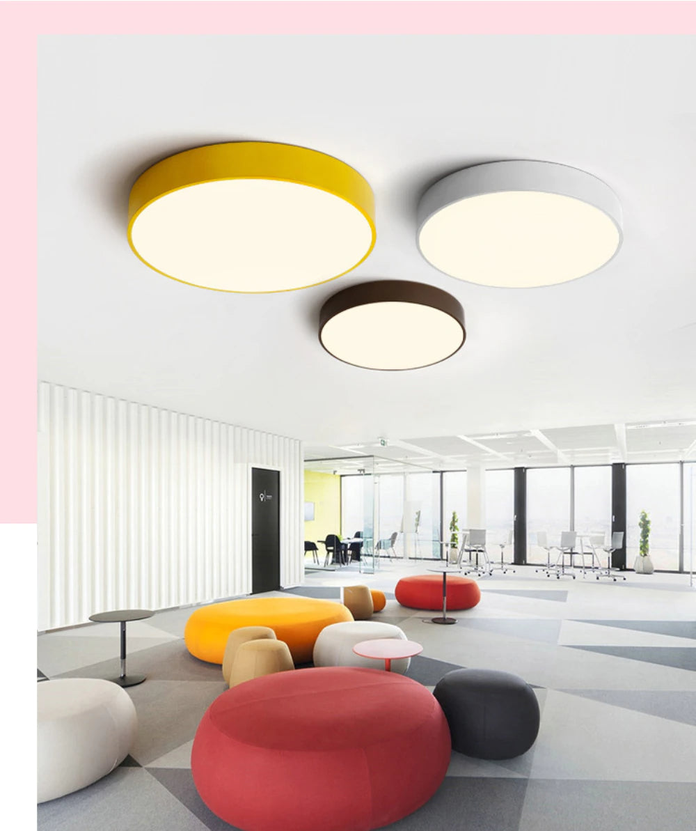 Modern Minimalist Colorful LED Ceiling Lights Low Profile Lighting For Modern Spaces Kitchen Living Room Home Office Interiors