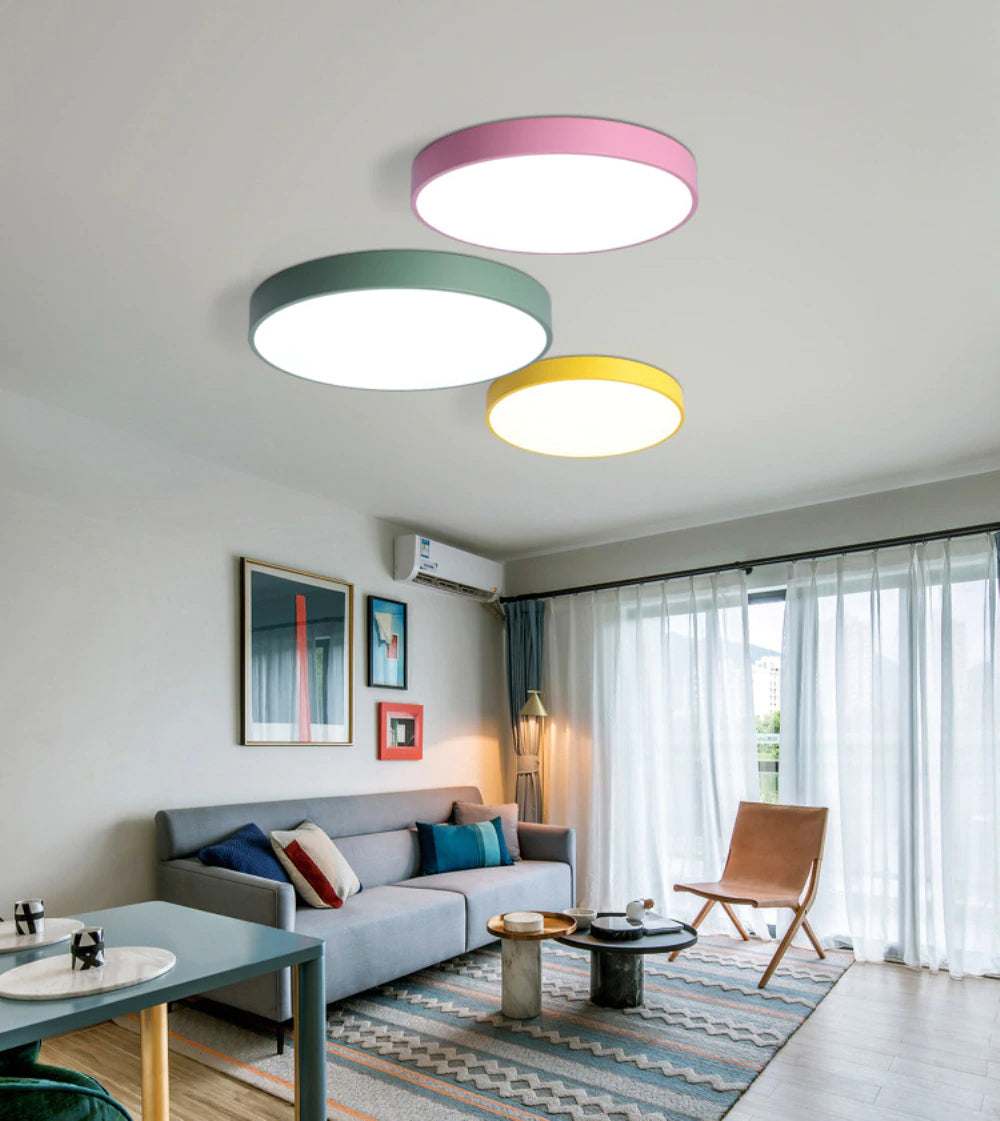 Modern Minimalist Colorful LED Ceiling Lights Low Profile Lighting For Modern Spaces Kitchen Living Room Home Office Interiors