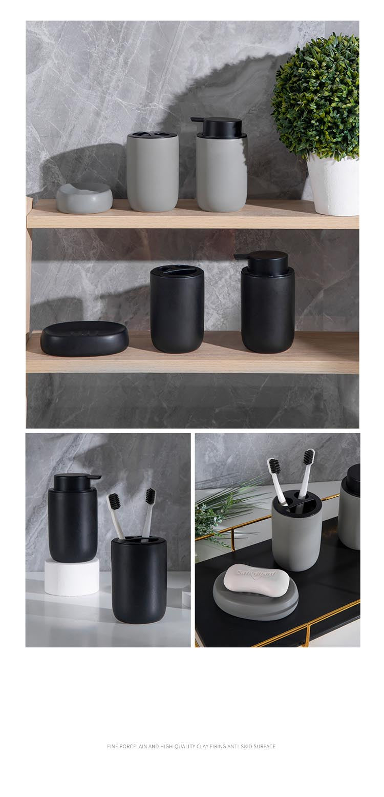 Modern Minimalist Design Bathroom Accessories Toothbrush Holder Liquid Soap Dispenser Gargle Cup Soap Dish Matte Black White Gray