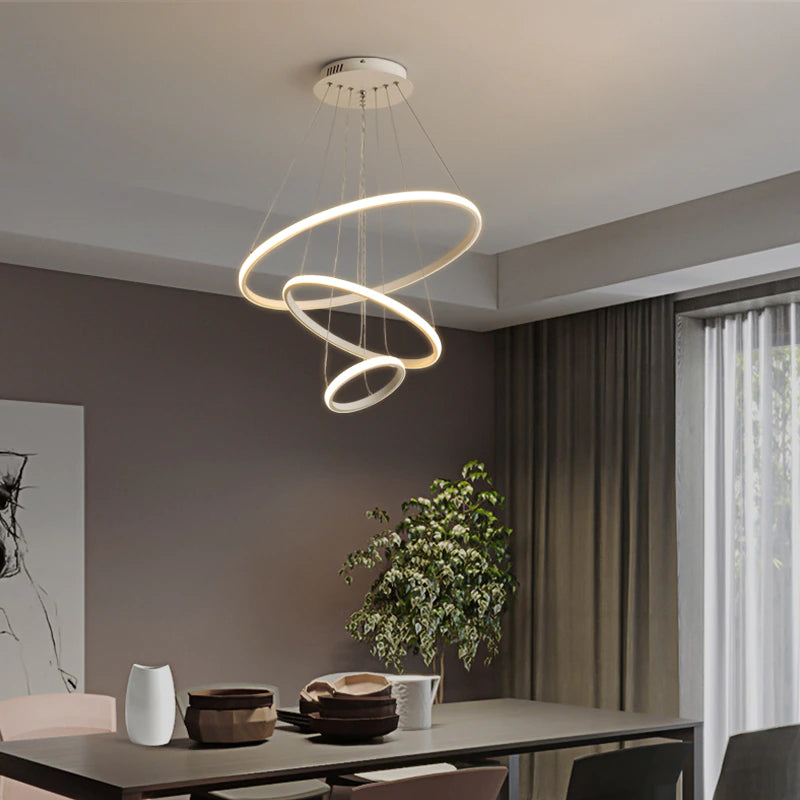 Modern Minimalist LED Chandelier With 345 Round Floating Light Rings Contemporary Abstract Lighting Rig For Living Room Dining Room Loft Home Office Decor