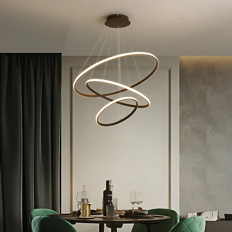 Modern Minimalist LED Chandelier With 345 Round Floating Light Rings Contemporary Abstract Lighting Rig For Living Room Dining Room Loft Home Office Decor